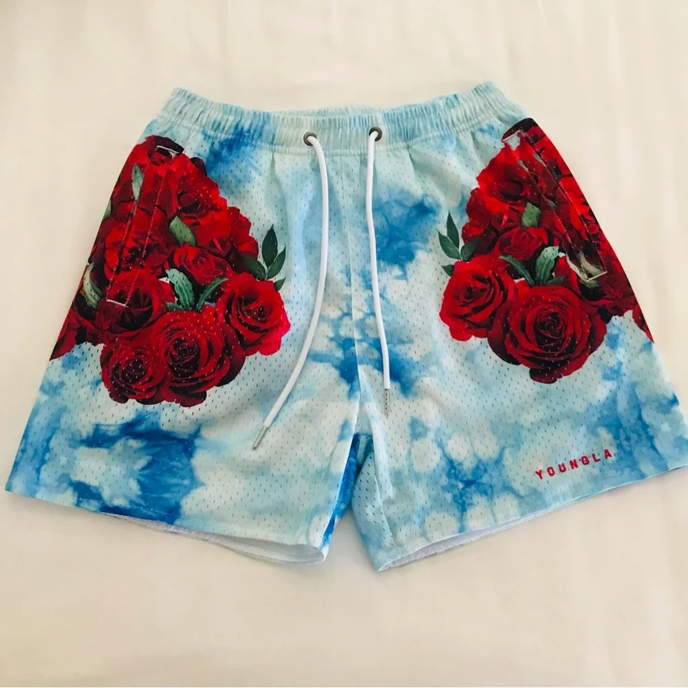 Youngla mens block party rose shorts medium, 3 pocket NWOT, Athletic, Casual